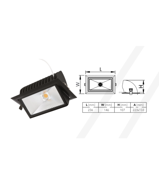 Inbouw Wallwasher - Retail - RT3 wallwasher - Lixero - 3000K warm wit - Wit - Kantelbaar