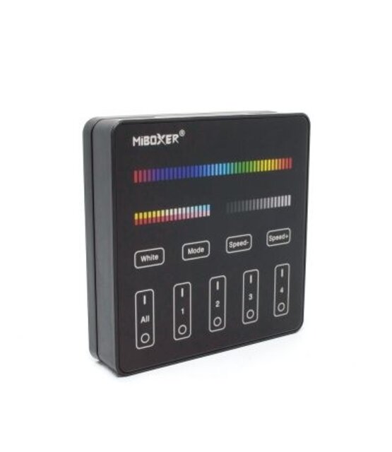 LED wanddimmer zwart B4-B Miboxer - Draadloos 4 zone (RGB+CCT)