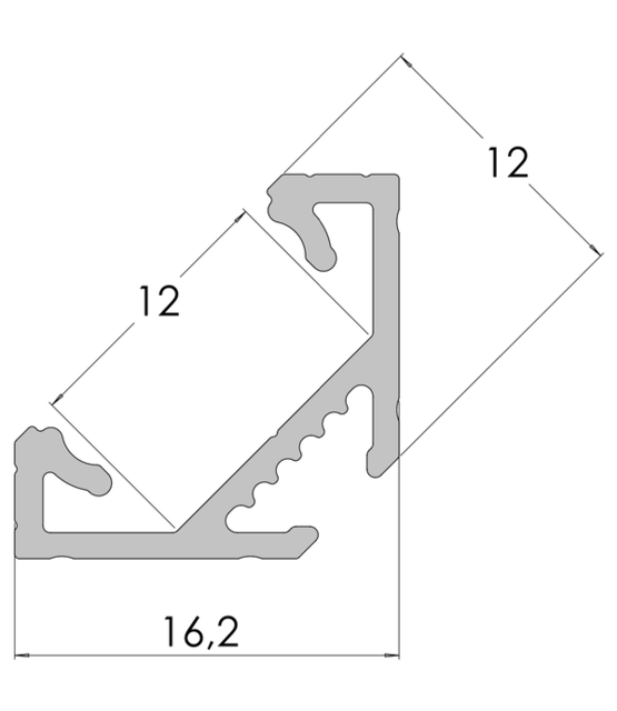 LED hoekprofiel 2 meter inclusief klikafdekking 16,2mm x 16,02mm - C07ZWART
