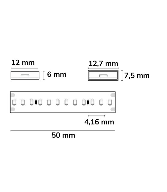 PRO LED strip extra warm wit 8W 700lm/meter 240LED 48VDC IP68 2700K CRI95 - 30 meter