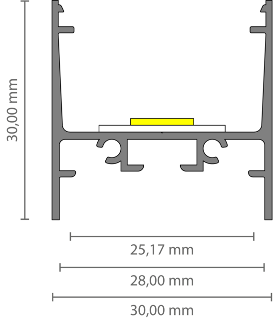 LED profiel 3 meter inclusief opaal klikafdekking 30 mm x 30,92 mm - XL306ALU  - 300cm