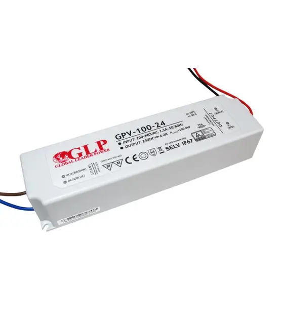 LED voeding 100 watt 24 volt 4,2 Ampère – IP67 waterdicht – GLP GPV-100-24