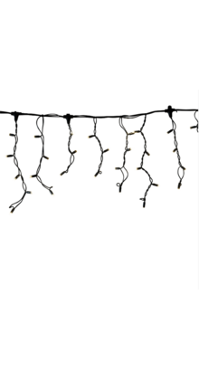 LED ijspegel kerstverlichting 2x0,4m – Warm wit 3000K + flitsend warm wit – Zwart snoer – 230V systeem (IP65)