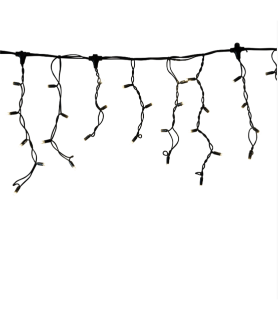 LED ijspegel kerstverlichting 2x0,4m – Warm wit 3000K + flitsend warm wit – Zwart snoer – 230V systeem (IP65)