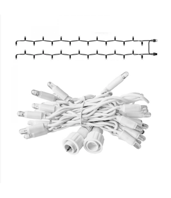 LED eindstuk verlichting 2x1,5m – Warm wit 2400K+ – Wit snoer – 230V IP65