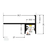LED tegel en stuc profiel inclusief afdekking 39,7mm x 248mm - Tegel10