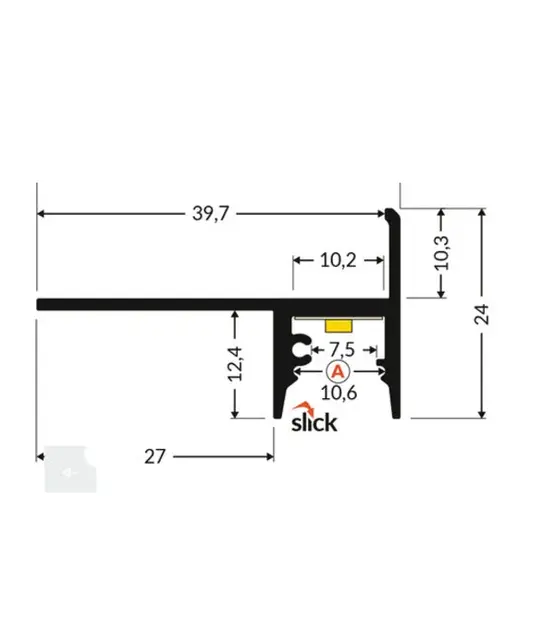 LED tegel en stuc profiel inclusief afdekking 39,7mm x 248mm - Tegel10