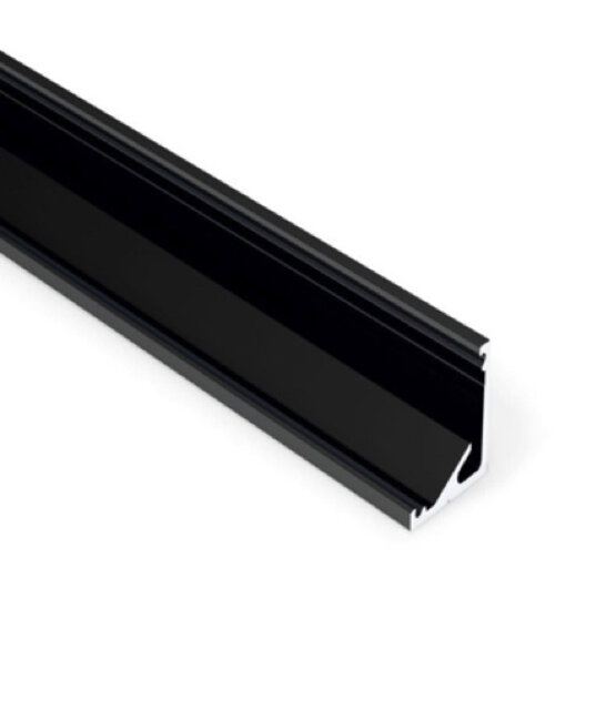 Zwart LED hoekprofiel 3 - 4 meter met opaal afdekking 16,5 mm x 16,5 mm - C12ZWART