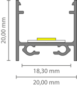 LED profiel 3 meter inclusief klikafdekking 20mm x 20mm - 318ZWART
