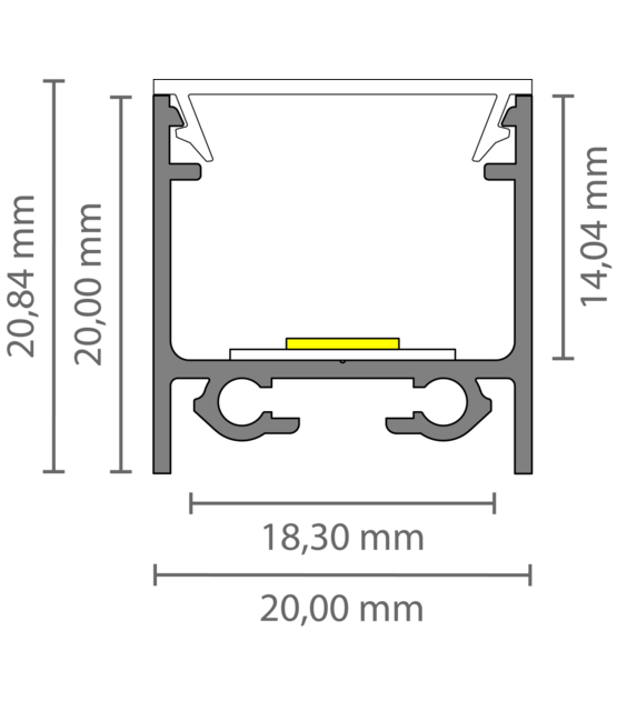 LED profiel 3 meter inclusief klikafdekking 20mm x 20mm - 318ZWART