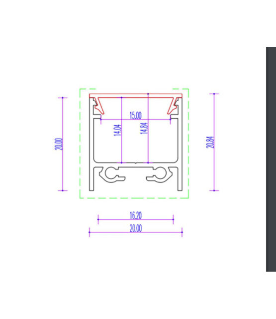 LED opbouw 3 meter profiel met afdekking 20 mm x 20 mm - 318ALU