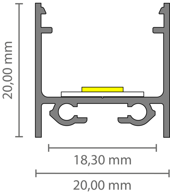 LED opbouw 3 meter profiel met afdekking 20 mm x 20 mm - 318ALU