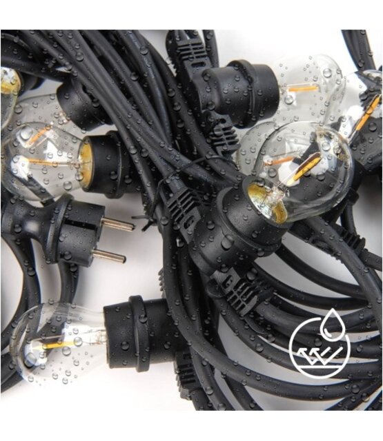 Koppelbare LED feestverlichting 10 meter lang met 10 lichtpunten E27 - prikkabel