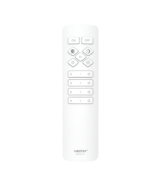 Design afstandsbediening voor enkel kleurige / Dual White / CCT LED strips - 4 zone - Miboxer C1  WIT