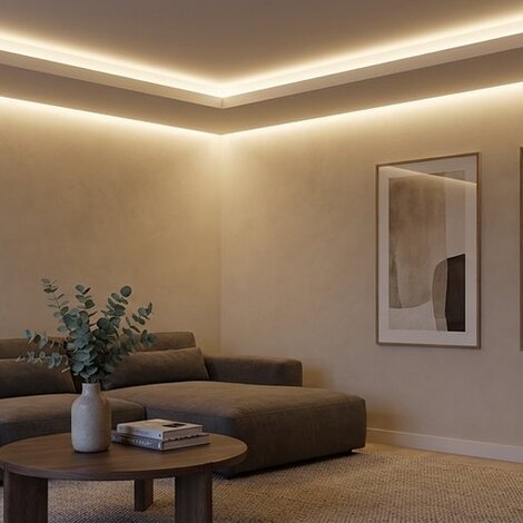 LED strips in een hoek
