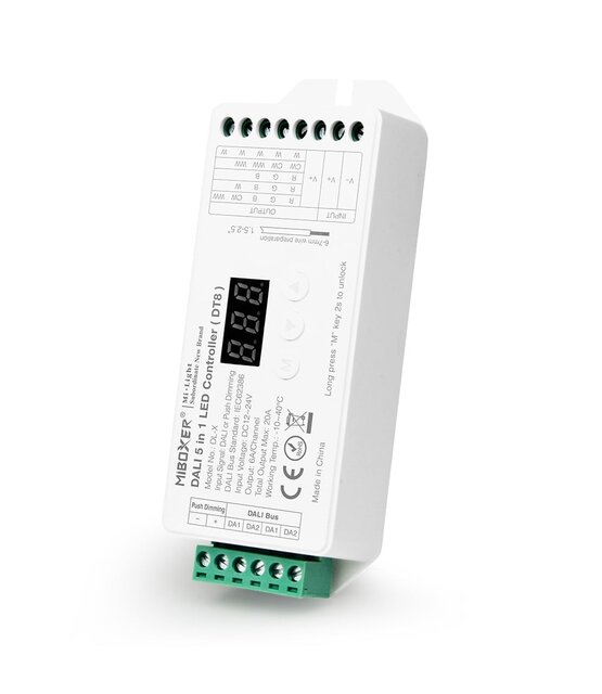 DALI enkel kleurige LED controller 5 in 1 LED strip controller - Miboxer DALI DT8 DT-X