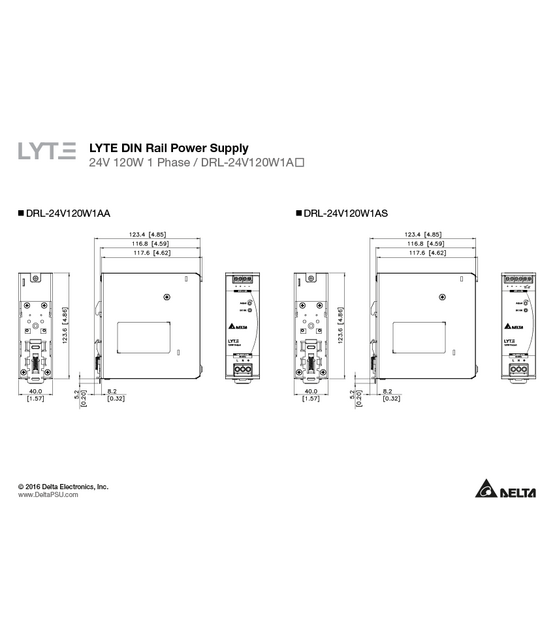 DIN Rail LED voeding 120 watt 24 volt 10 Ampère - IP20 - DRL-24V120W1EN