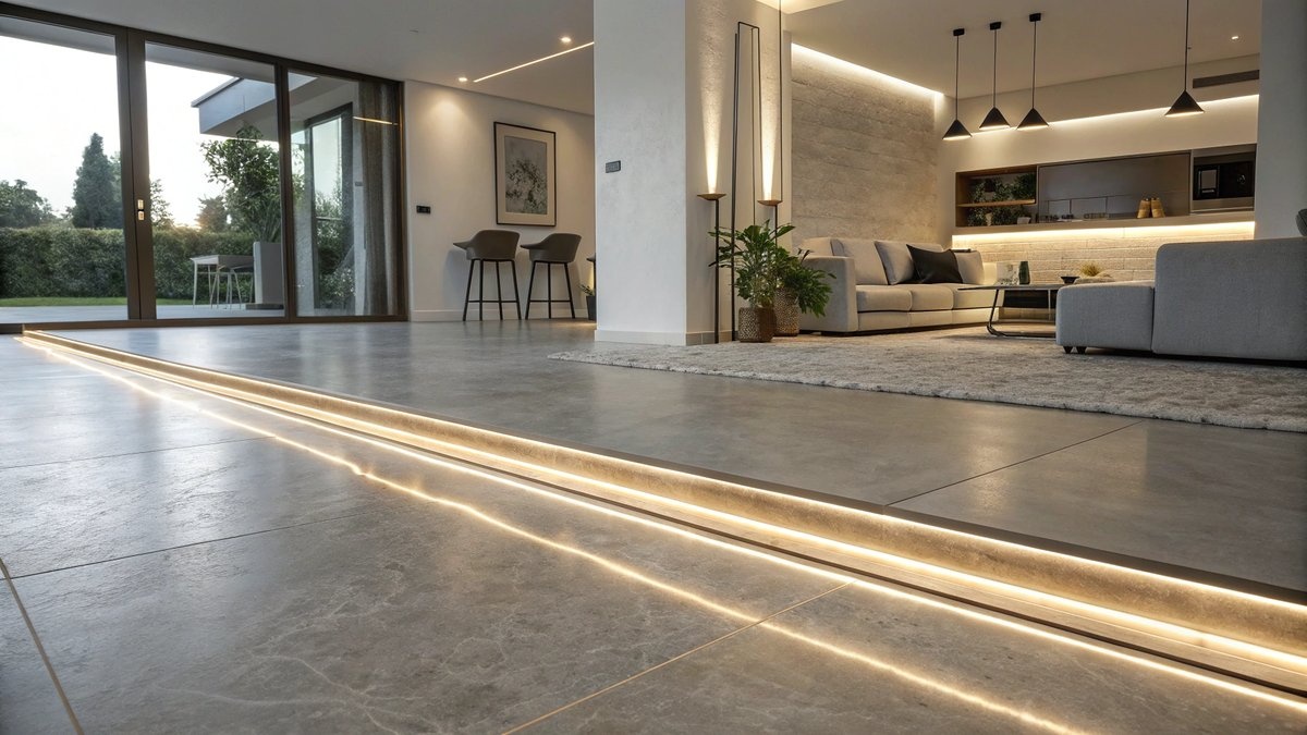 Gietvloer met LED strip