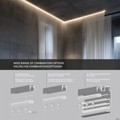 Gordijnrail LED profiel 200 cm  GR1 - Zwart