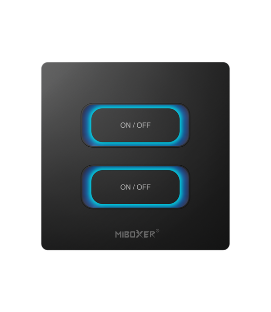 Zwarte draadloze LED Wanddimmer 2-voudige slimme schakelaar (TUYA, Zigbee 3.0 + 2.4G) - ESZ2