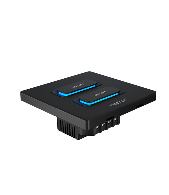 Zwarte draadloze LED Wanddimmer 2-voudige slimme schakelaar (TUYA, Zigbee 3.0 + 2.4G) - ESZ2