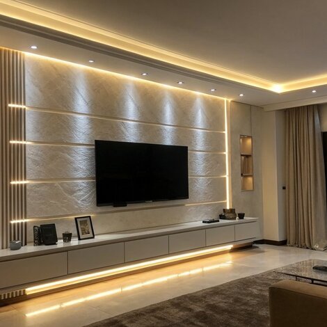 LED strips tegen een muur