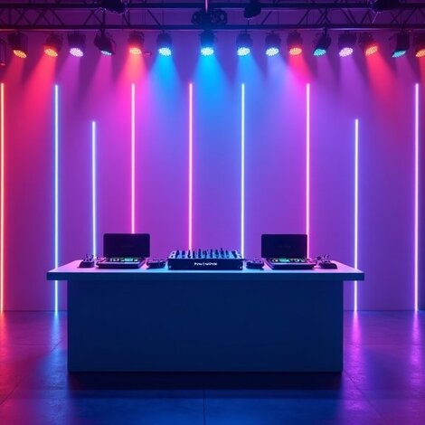 LED strips voor in een DJ booth