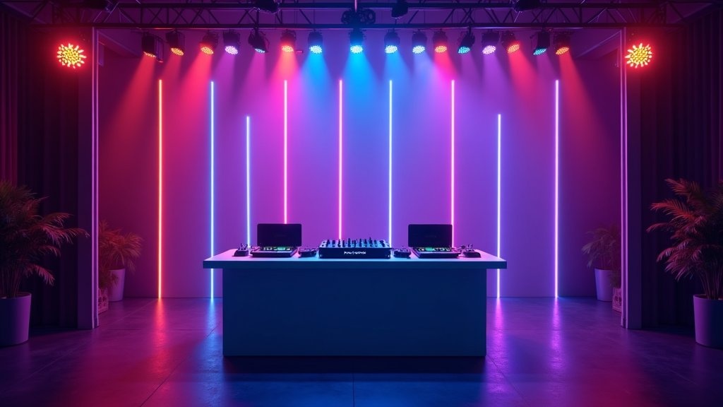 LED strips voor in een DJ booth