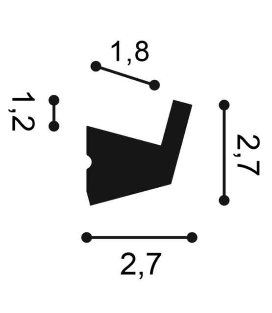 LED sierlijst 2 meter - CX188WIT - 2,7 x 2,7 CM