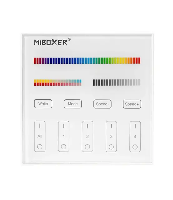 LED RGB/RGBW/RGBWW/RGBCCT wanddimmer bedraad 4 zone - T4
