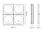 4-zone draadloze zwarte LED Wanddimmer - ZWART K4