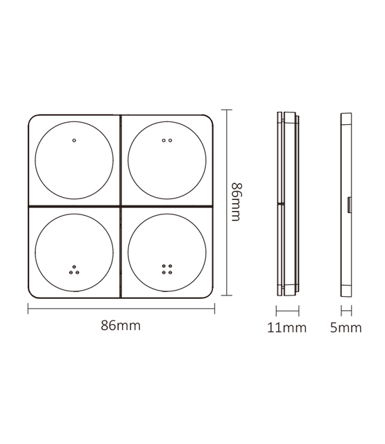 4-voudig draadloos LED Wanddimmer - ZWART4 K