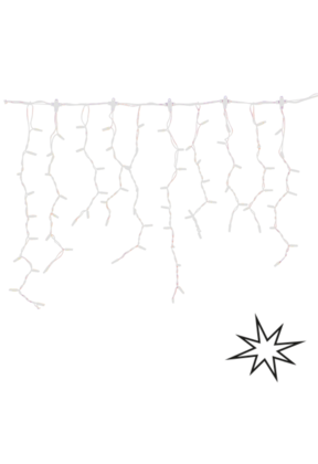 LED ijspegelverlichting 2x0,8m – 3000K & Flikkerend WW – Wit snoer – 230V IP65