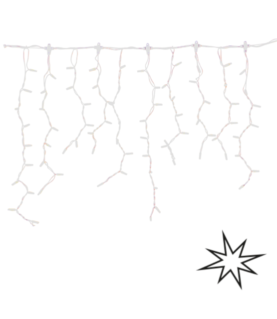 LED ijspegelverlichting 2x0,8m – 3000K & Flikkerend WW – Wit snoer – 230V IP65