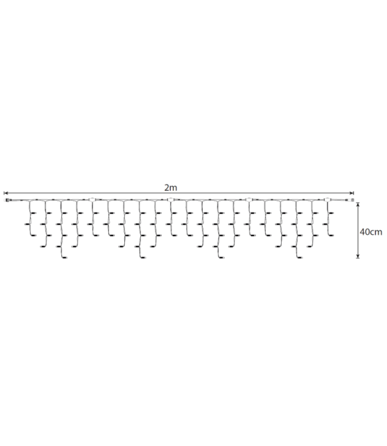 LED ijspegel kerstverlichting 2x0,4m – Warm wit 3000K + flitsend warm wit – Zwart snoer – 230V systeem (IP65)