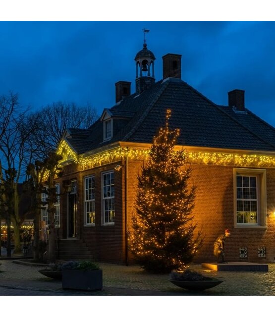 LED ijspegel kerstverlichting 2x0,4m – Warm wit 3000K + flitsend warm wit – Zwart snoer – 230V systeem (IP65)