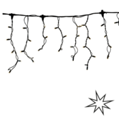 LED ijspegel kerstverlichting 2x0,4m – Warm wit 3000K + flitsend warm wit – Zwart snoer – 230V systeem (IP65)