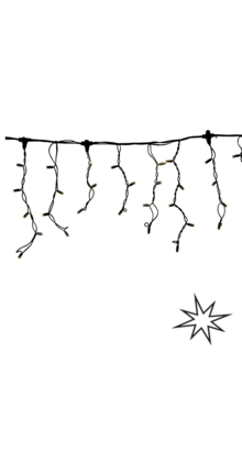 LED ijspegel kerstverlichting 2x0,4m – Warm wit 3000K + flitsend warm wit – Zwart snoer – 230V systeem (IP65)