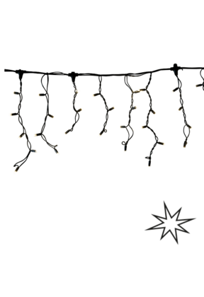 LED ijspegel kerstverlichting 2x0,4m – Warm wit 3000K + flitsend warm wit – Zwart snoer – 230V systeem (IP65)