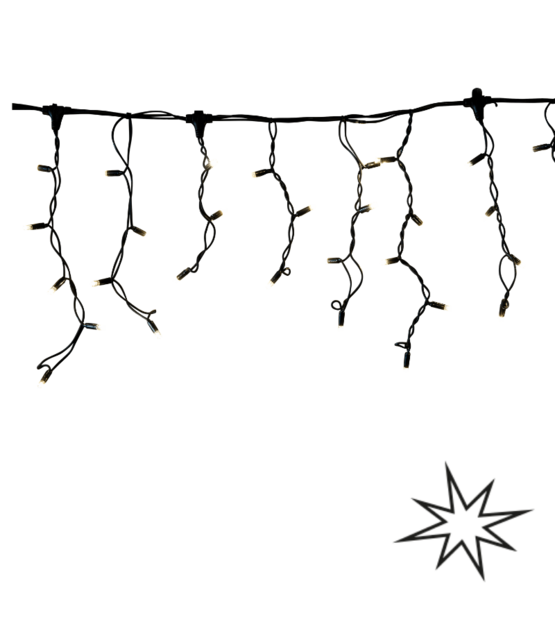 LED ijspegel kerstverlichting 2x0,4m – Warm wit 3000K + flitsend warm wit – Zwart snoer – 230V systeem (IP65)