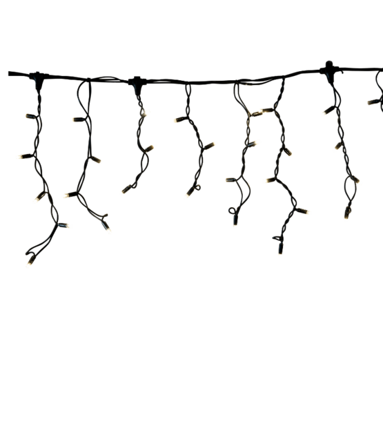 LED ijspegels kerstverlichting 2x0,4m – Warm wit 2400K + flits CW – Zwart snoer – 230V systeem (IP65)