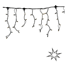 LED ijspegels kerstverlichting 2x0,4m – Warm wit 2400K + flits CW – Zwart snoer – 230V systeem (IP65)