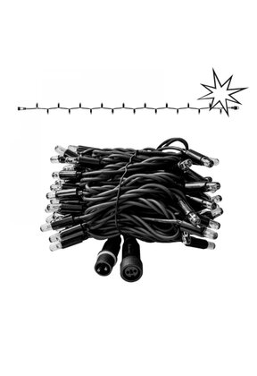 LED kerstlichtsnoer 10 meter – 2400K warm wit + flits CW – Zwart snoer – 230V systeem (IP65)