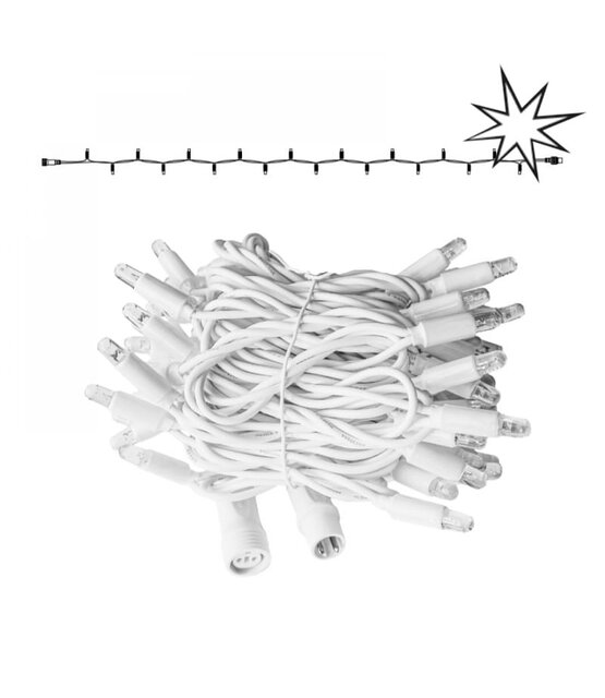 LED kerstlichtsnoer 6 meter – Warm wit 2400K + flits – Wit snoer – 230V systeem (IP65)