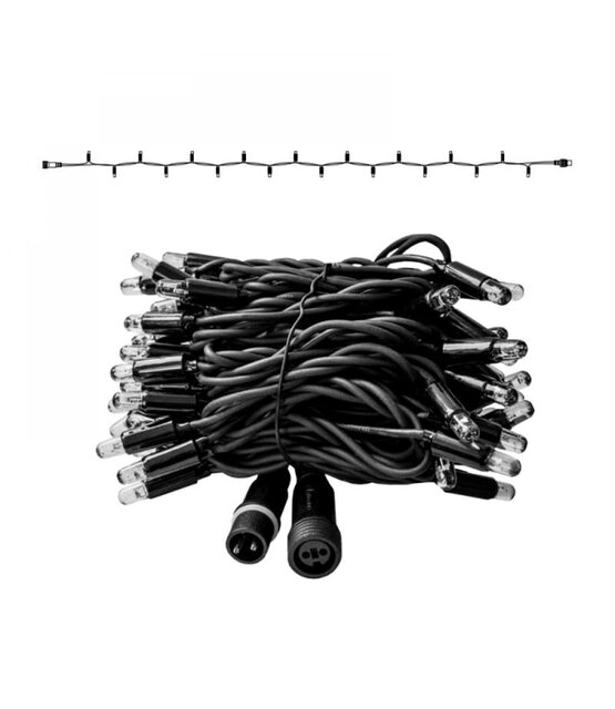 LED kerstlichtsnoer 6 meter – Koud wit 6500K – Zwart snoer – 230V systeem (IP65)