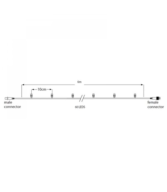 LED kerstlichtsnoer 6 meter – Warm wit 3000K – Zwart snoer – 230V systeem (IP65)