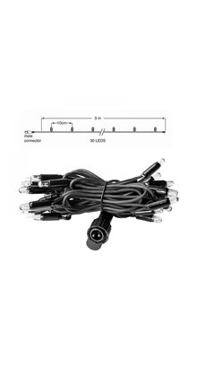 LED kerstlichtsnoer 6 meter – Warm wit 2400K + flits – Zwart snoer – 230V systeem (IP65)