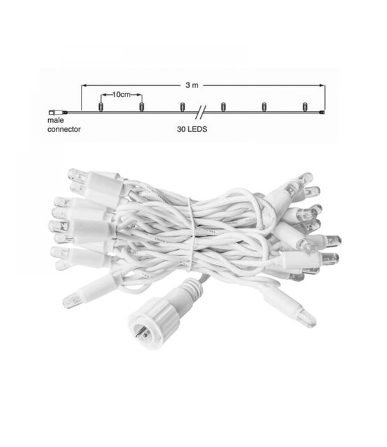 LED lichtsnoer 3 meter – Warm wit 2400K – Wit snoer – 230V systeem (IP65)