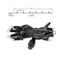 LED kerstlichtsnoer 3 meter – Warm wit 3000K – Zwart snoer – 230V systeem (IP65)