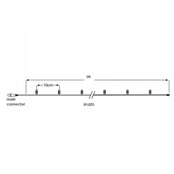 LED Kerstverlichting lichtsnoer 3 meter – Warm wit 2400K – Zwart snoer – 230V systeem (IP65)